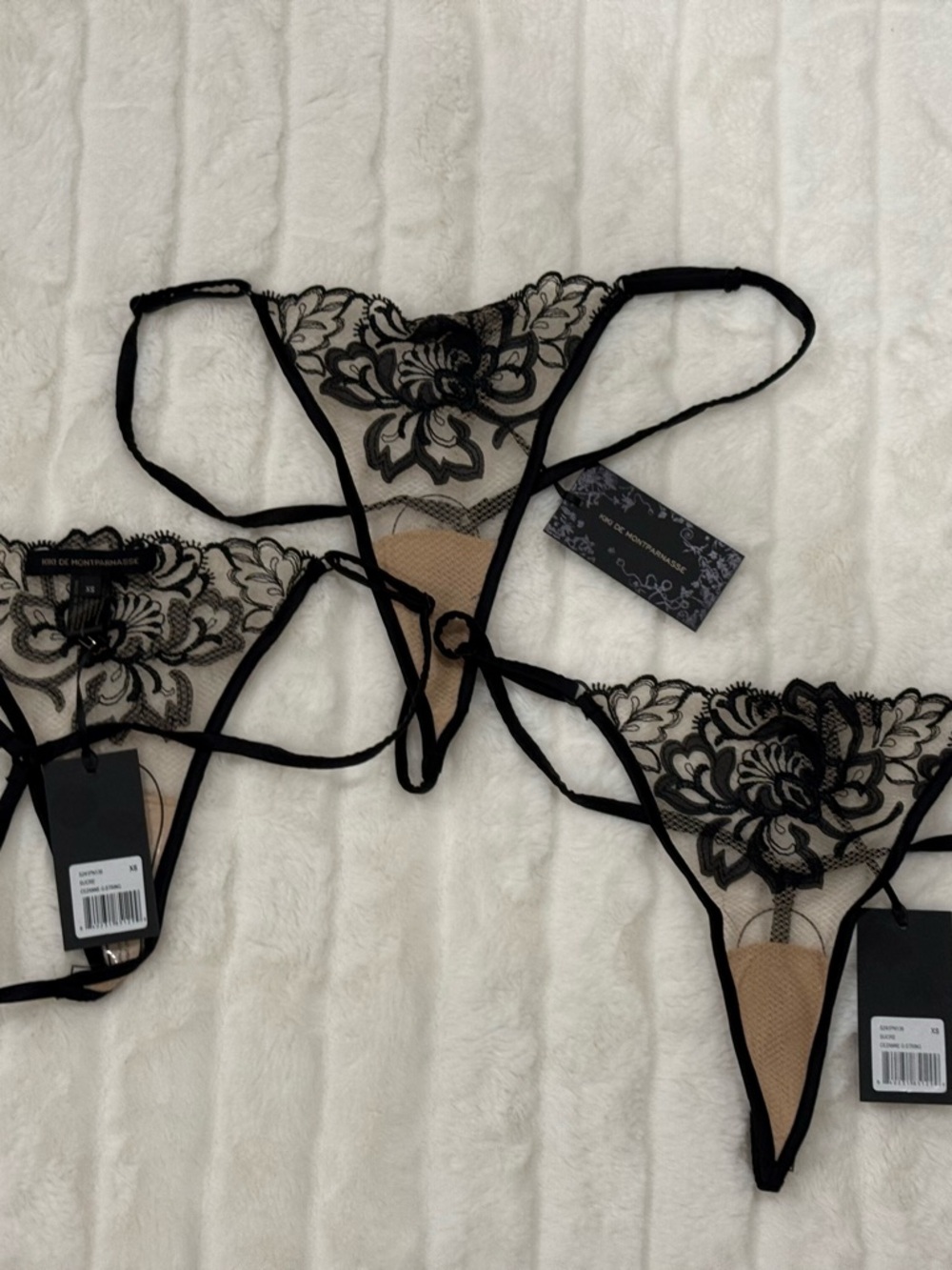 Black Floral Lace Sheer Thong - Women's Intimates